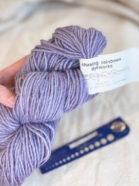 chasing rainbows indie hand‑dyed wool silk kid mohair yarn – lavender purple